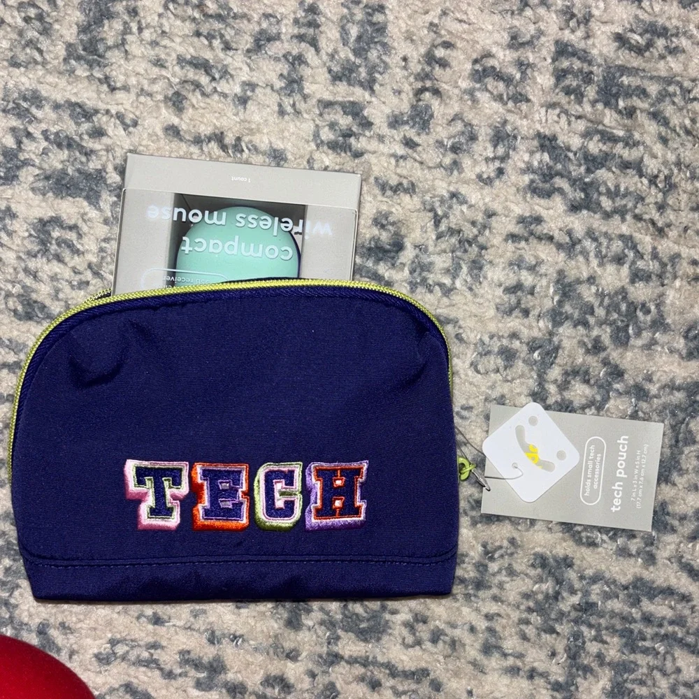 Heyday Compact Wireless Mouse - teal and purple travel bag NWT